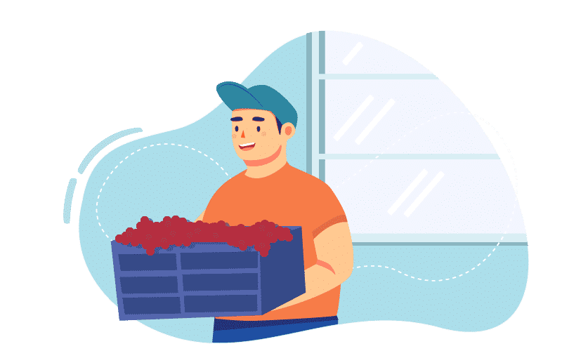 man holding grape bin