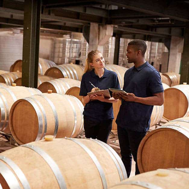 buyers guide man and woman in winery