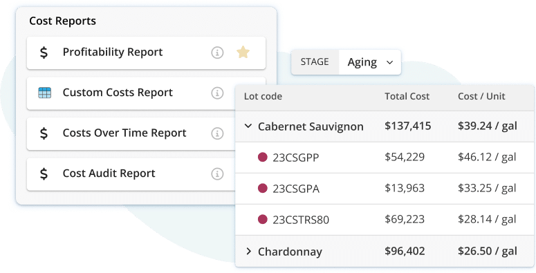 winery cost accounting real time access
