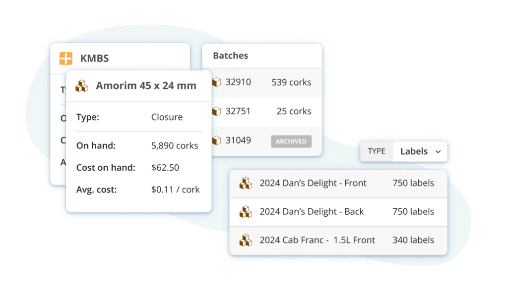 winery dry goods tracking software
